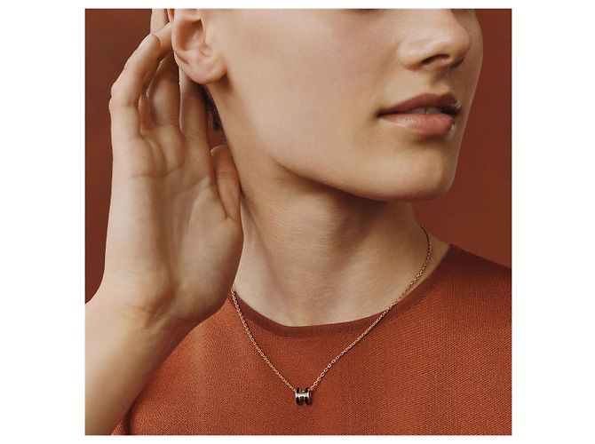 Hermès Colar Mini Pop Preto/Rose Gold - vista 9