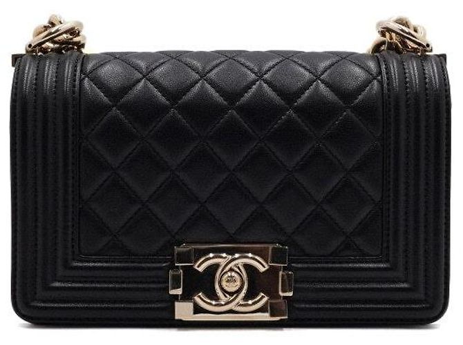 Chanel Borsa a tracolla e crossbody Boy Small in pelle d'agnello con catena dorata Nero - vista 2