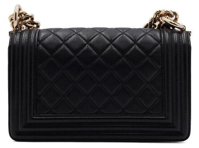 Chanel Borsa a tracolla e crossbody Boy Small in pelle d'agnello con catena dorata Nero - vista 5