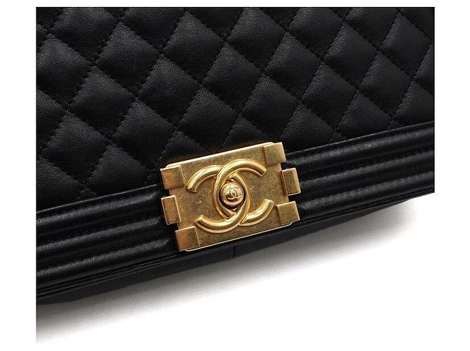 Chanel Borsa a tracolla Boy Large Flap in pelle d'agnello nera con catena dorata Crossbody - vista 12