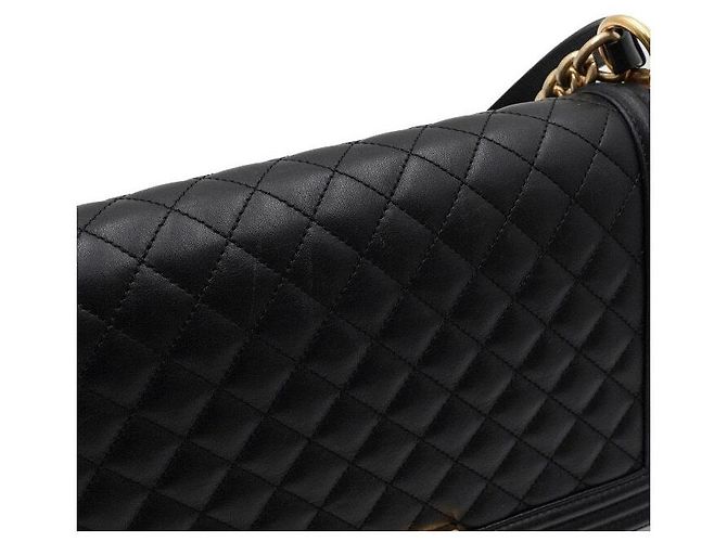 Chanel Borsa a tracolla Boy Large Flap in pelle d'agnello nera con catena dorata Crossbody - vista 13