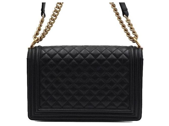 Chanel Borsa a tracolla Boy Large Flap in pelle d'agnello nera con catena dorata Crossbody - vista 4