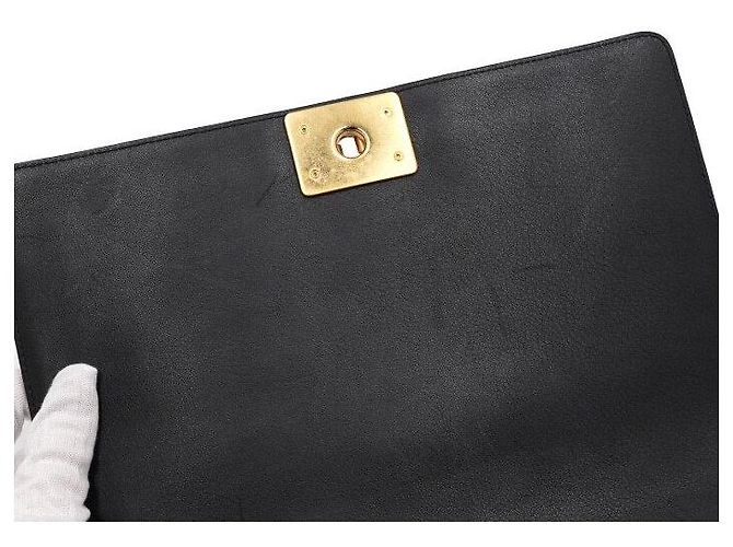 Chanel Borsa a tracolla Boy Large Flap in pelle d'agnello nera con catena dorata Crossbody - vista 7