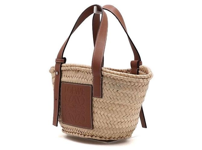 Loewe Piccola borsa tote in rattan e rafia marrone - vista 2