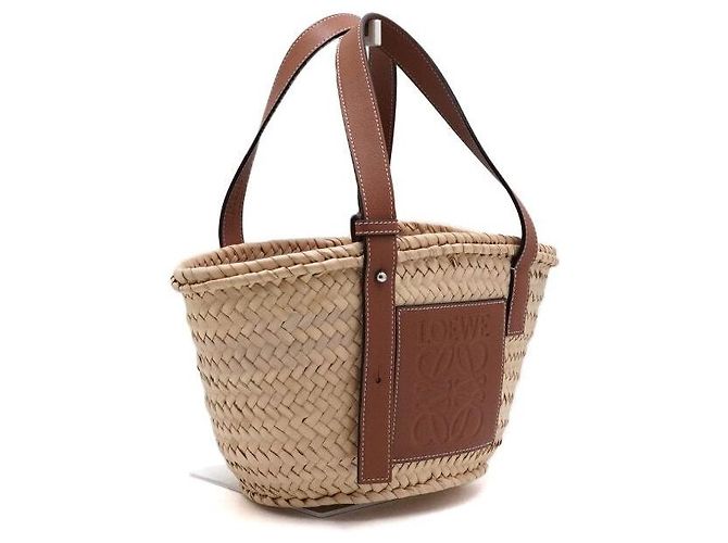Loewe Piccola borsa tote in rattan e rafia marrone - vista 3