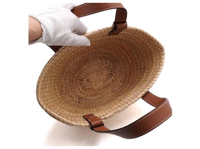 Loewe Piccola borsa tote in rattan e rafia marrone - vista 5