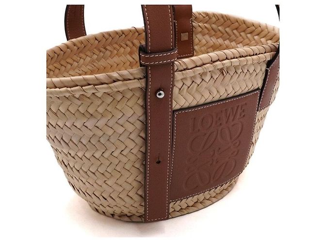Loewe Piccola borsa tote in rattan e rafia marrone - vista 9