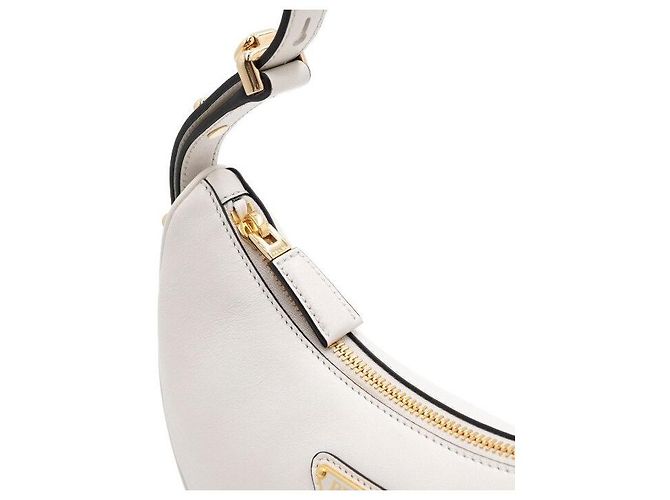 Prada Borsa Tote e Borsa a Tracolla e Spalla in Pelle Bianca Arke con Logo Triangolo Dorato - vista 7