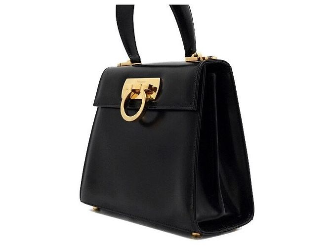 Salvatore Ferragamo Black Gancini Iconic Top Handle Small Kelly Bag - Ansicht 2