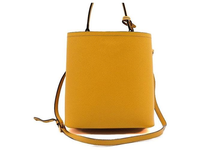 Prada Borsa Tote e Borsa a Tracolla Medium Yellow Saffiano Doblé Panier Giallo - vista 4