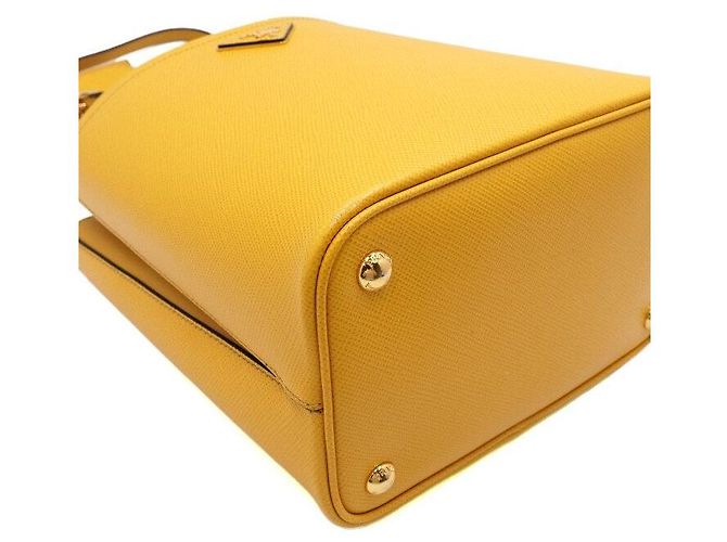 Prada Borsa Tote e Borsa a Tracolla Medium Yellow Saffiano Doblé Panier Giallo - vista 7