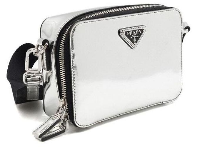 Prada Borsa a spalla e borsa a tracolla unisex in argento spazzolato - vista 3