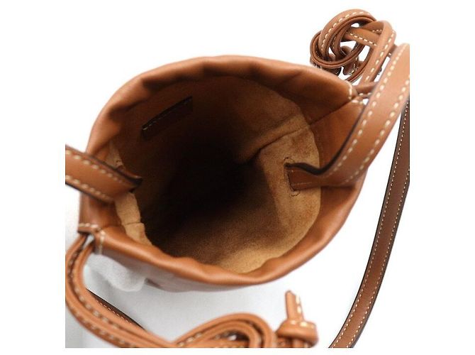 Céline Borsa a tracolla pochette per telefono Triomphe in pelle color Tan con coulisse - vista 6