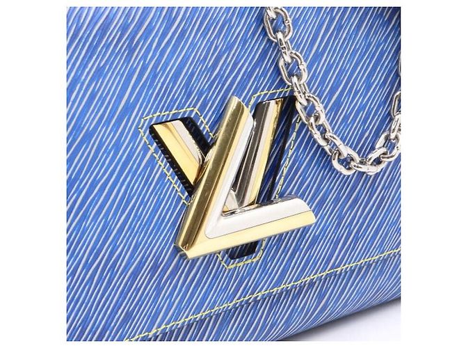 Louis Vuitton Borsa a tracolla e crossbody Denim Twist MM Silver Chain Blu - vista 4