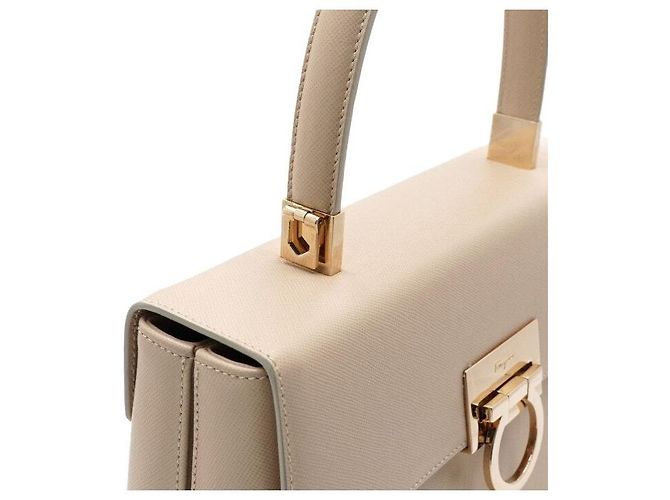 Salvatore Ferragamo Borsa Tote e Borsa a Tracolla Classic Kelly Beige con Logo Gancini Dorato Marrone - vista 10