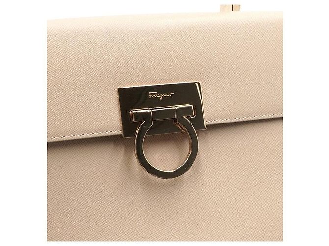 Salvatore Ferragamo Borsa Tote e Borsa a Tracolla Classic Kelly Beige con Logo Gancini Dorato Marrone - vista 11
