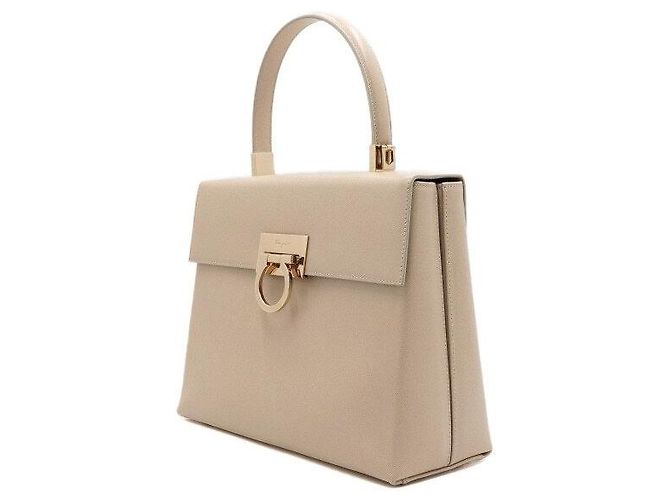 Salvatore Ferragamo Borsa Tote e Borsa a Tracolla Classic Kelly Beige con Logo Gancini Dorato Marrone - vista 2