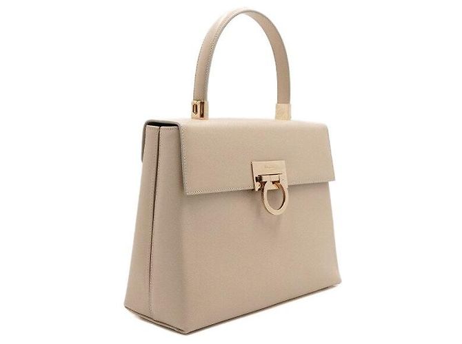 Salvatore Ferragamo Borsa Tote e Borsa a Tracolla Classic Kelly Beige con Logo Gancini Dorato Marrone - vista 3