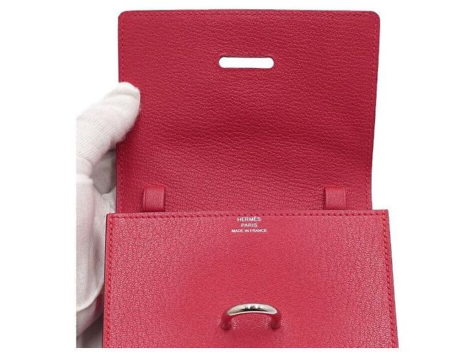 Hermès Carteira Pink Chaine dAncre em couro de cabra Chamkila com hardware Palladium Rosa - vista 7