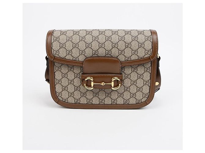 Horsebit 1955 Gucci Borsa a tracolla Small Horsebit GG Marrone - vista 2