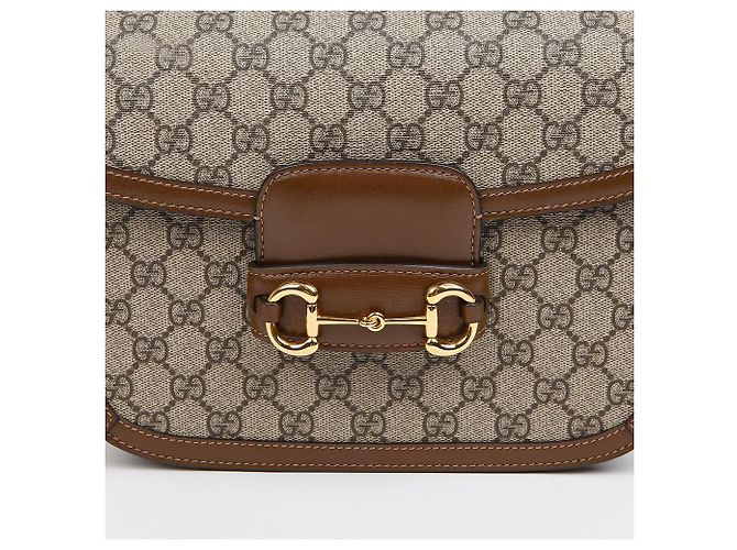 Horsebit 1955 Gucci Borsa a tracolla Small Horsebit GG Marrone - vista 3