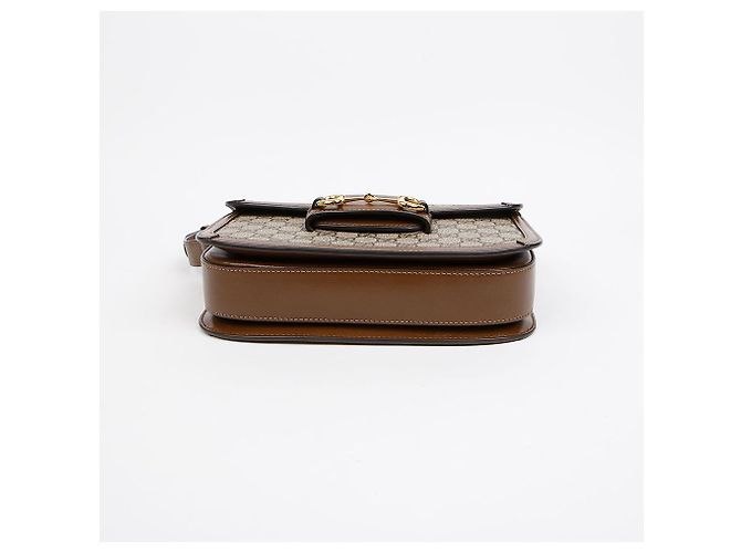Horsebit 1955 Gucci Borsa a tracolla Small Horsebit GG Marrone - vista 6