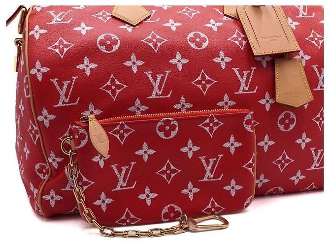 Louis Vuitton Borsa Speedy Monogram Bandouliere Tote Bag e Borsa a Tracolla in Special Red Rosso - vista 7