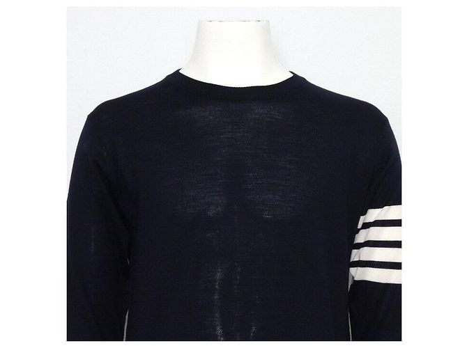 Thom Browne Jersey de punto de lana unisex cuello redondo diagonal Azul - vista 2