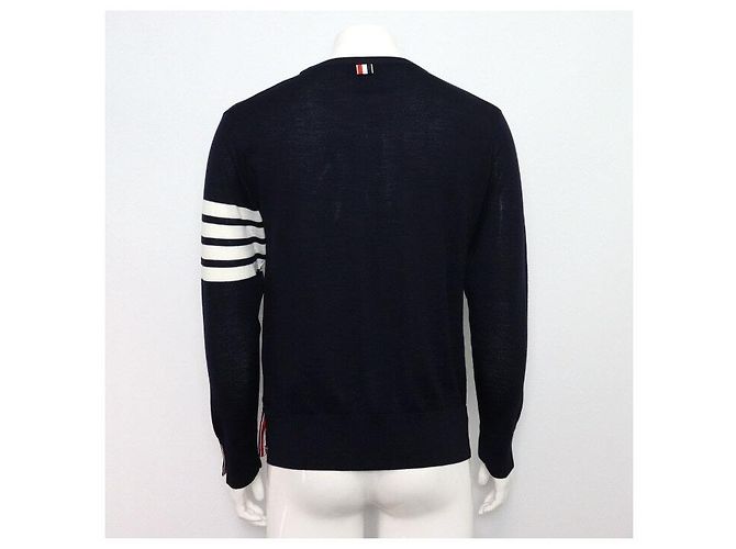 Thom Browne Jersey de punto de lana unisex cuello redondo diagonal Azul - vista 4