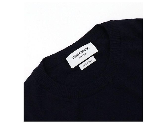 Thom Browne Jersey de punto de lana unisex cuello redondo diagonal Azul - vista 5