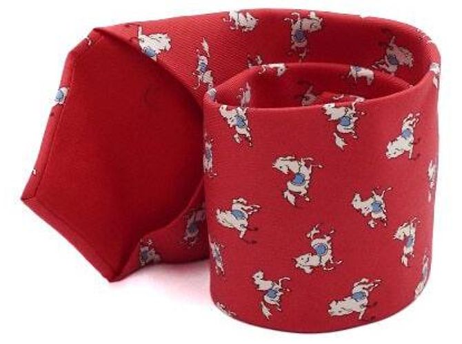 Hermès Red Silk Horse Pattern Tie - view 2