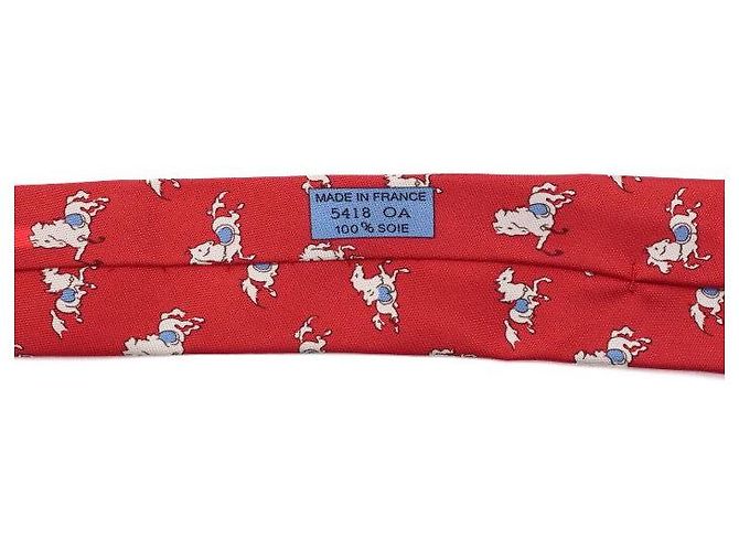 Hermès Red Silk Horse Pattern Tie - view 6