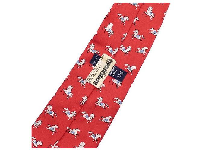 Hermès Red Silk Horse Pattern Tie - view 7