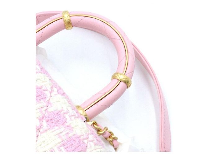 Chanel Borsa Tote e Borsa a Tracolla da Donna in Tweed Rosa e Pelle di Agnello con Manico Superiore - vista 4