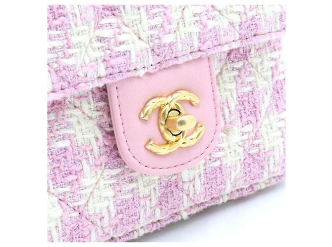 Chanel Borsa Tote e Borsa a Tracolla da Donna in Tweed Rosa e Pelle di Agnello con Manico Superiore - vista 5