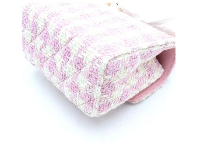 Chanel Borsa Tote e Borsa a Tracolla da Donna in Tweed Rosa e Pelle di Agnello con Manico Superiore - vista 7