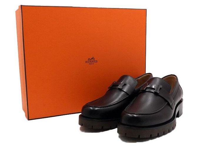 Hermès Mocassini in pelle GREGOIRE Noir Uomo Nero - vista 8