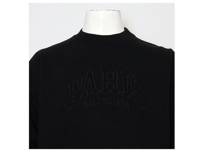 Balenciaga Sudadera Unisex de Algodón Negra con Logo de Paris Negro - vista 2