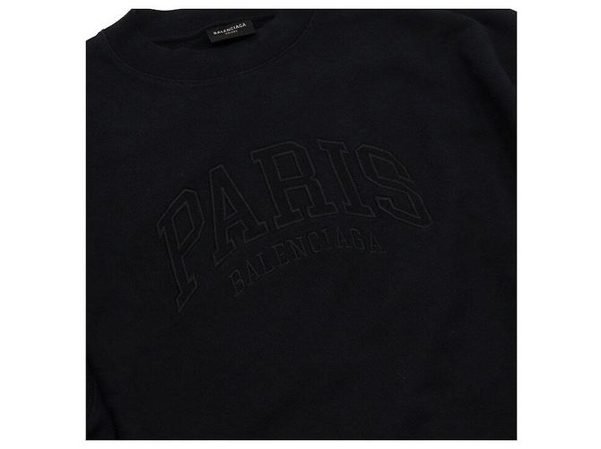 Balenciaga Sudadera Unisex de Algodón Negra con Logo de Paris Negro - vista 6