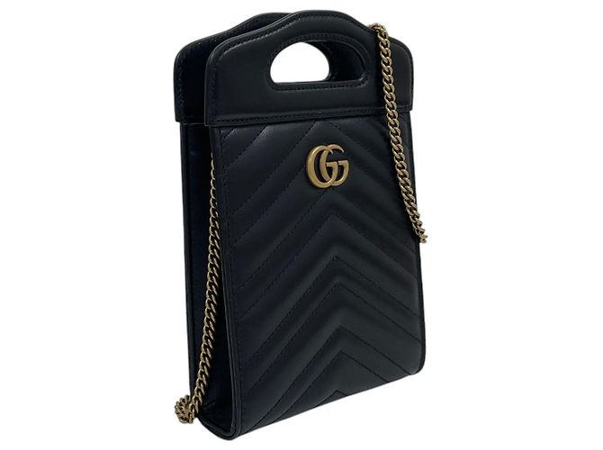 Gucci Mini Tote Bag GG Marmont Matelassé con manico superiore e tracolla Nero - vista 2