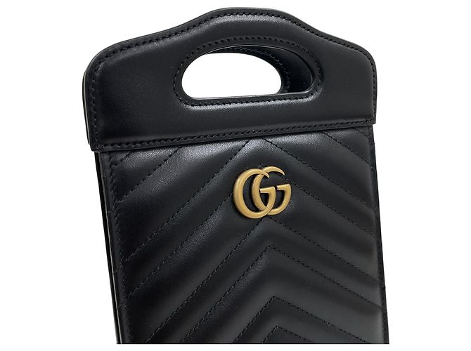 Gucci Mini Tote Bag GG Marmont Matelassé con manico superiore e tracolla Nero - vista 4