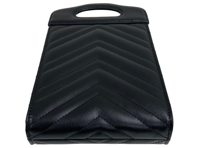 Gucci Mini Tote Bag GG Marmont Matelassé con manico superiore e tracolla Nero - vista 6