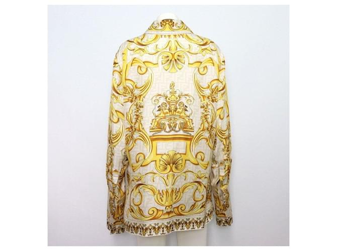 Fendi Unisex-Seidenhemd mit FF Logo Baroque Golden - Ansicht 4