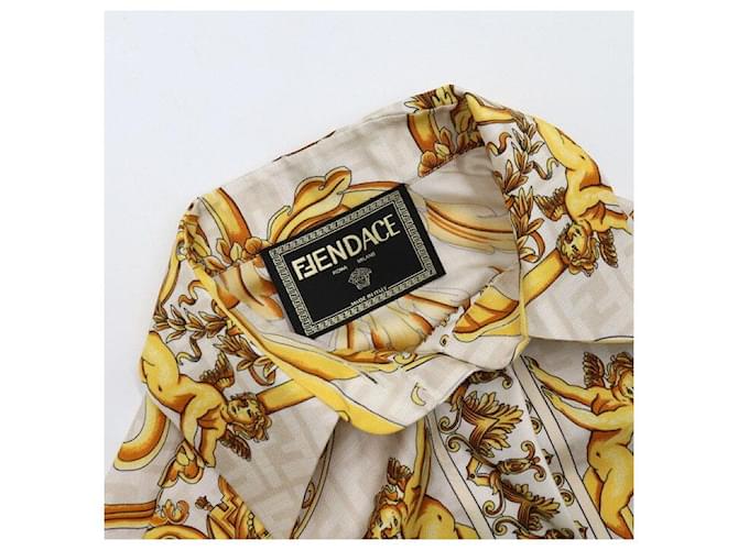 Fendi Unisex-Seidenhemd mit FF Logo Baroque Golden - Ansicht 5
