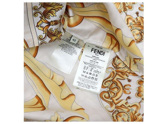 Fendi Unisex-Seidenhemd mit FF Logo Baroque Golden - Ansicht 6