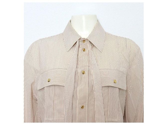 Céline Camicia in seta a righe con fiocco al collo da donna - vista 2