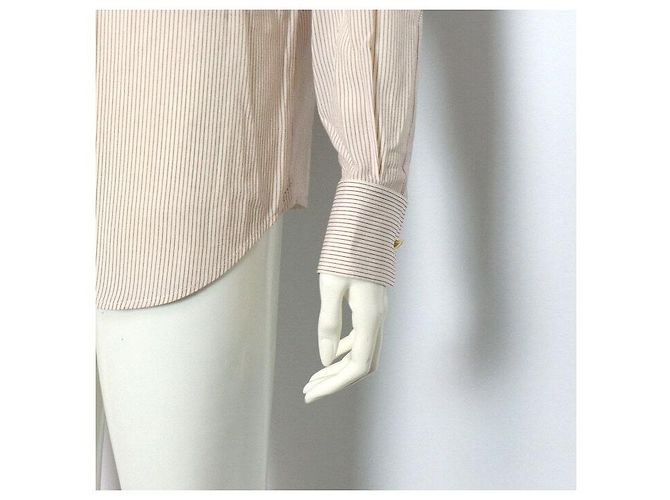 Céline Camicia in seta a righe con fiocco al collo da donna - vista 3