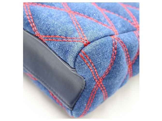 Louis Vuitton Denim Malta MM Schultertasche mit silberner Kette Blau - Ansicht 5