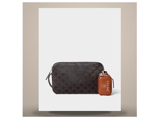 Céline Borsa Messenger con Charm Triomphe Canvas Soft Lambskin Black Tan - vista 2