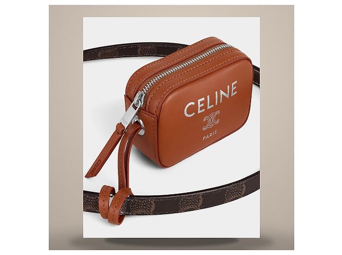 Céline Borsa Messenger con Charm Triomphe Canvas Soft Lambskin Black Tan - vista 6